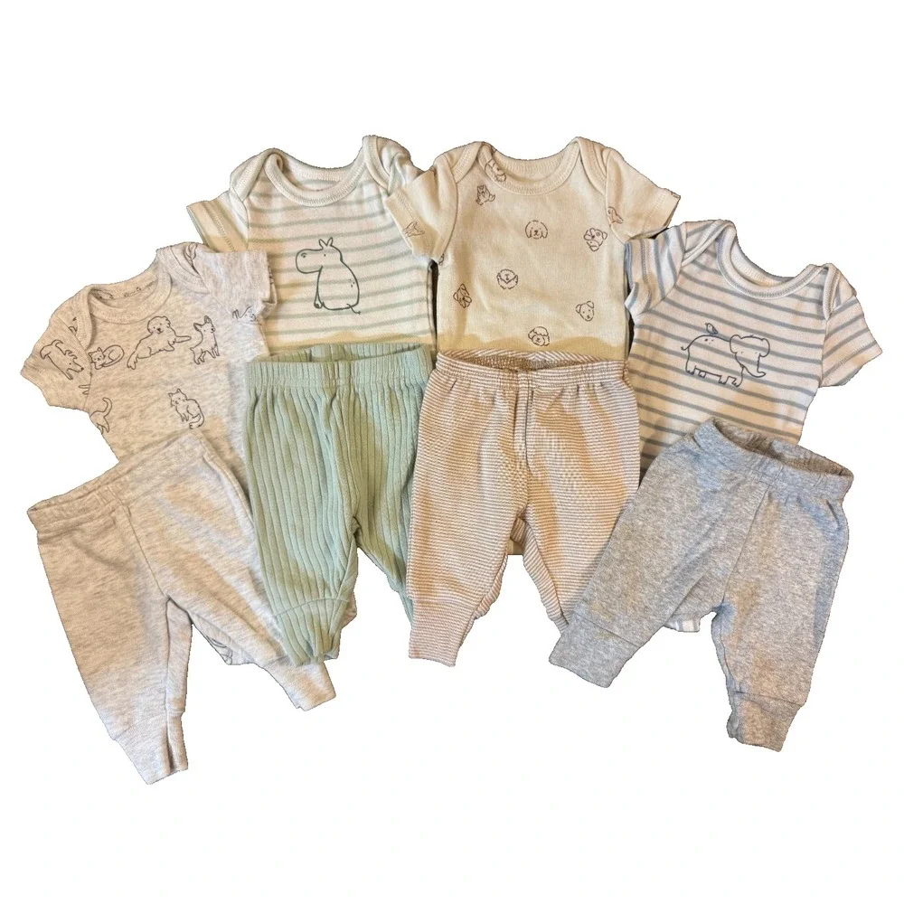 Carter's Preemie Baby Outfits Clothing Bundle Pants Bodysuits 2 Piece Sets Dog